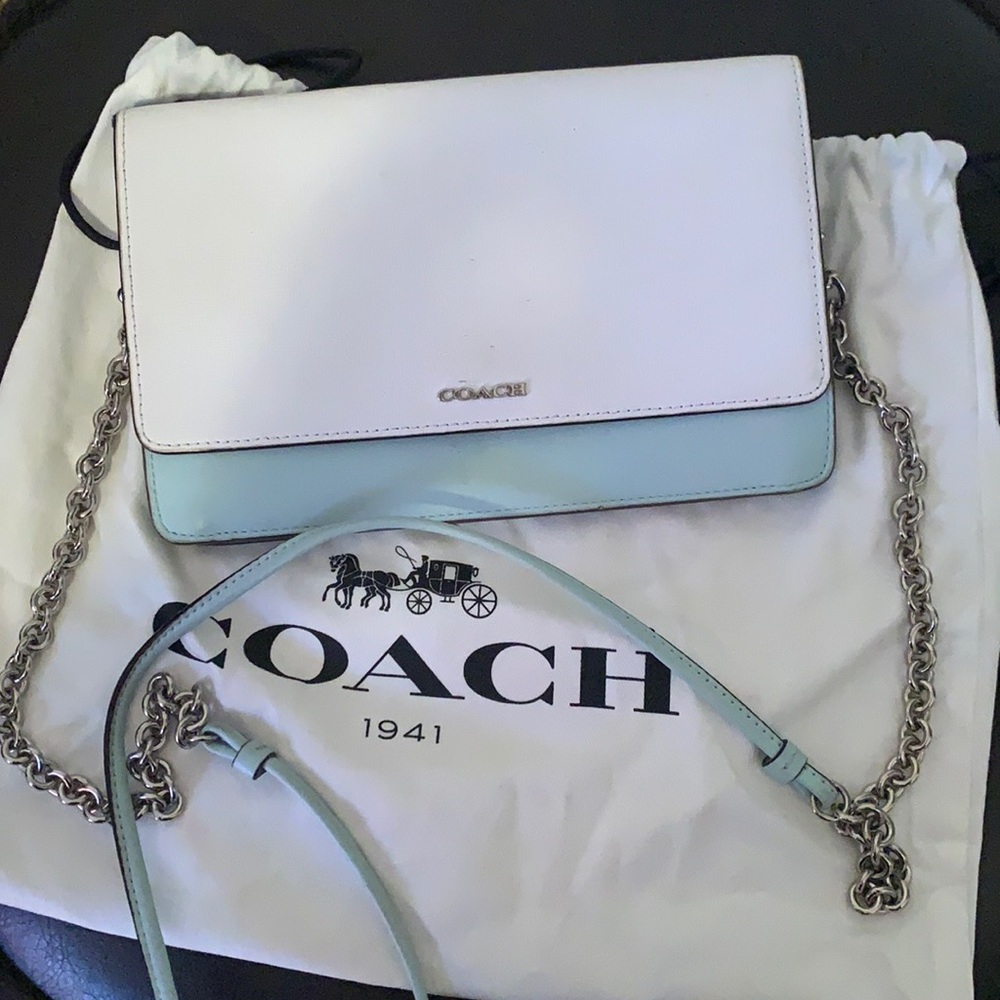 Mint/White Coach Shoulder Bag